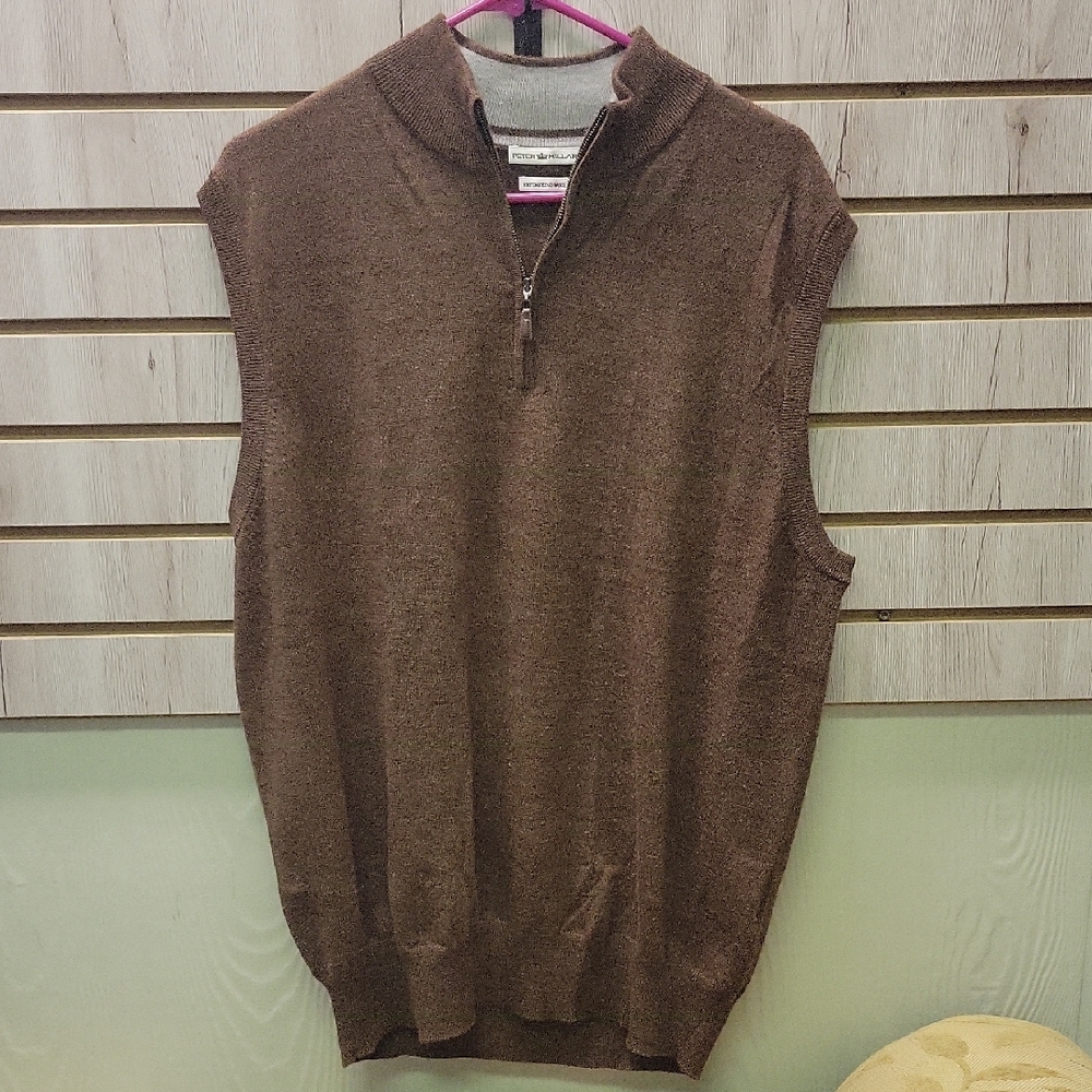 Peter Millar Brown Zip-Up Sweater Vest